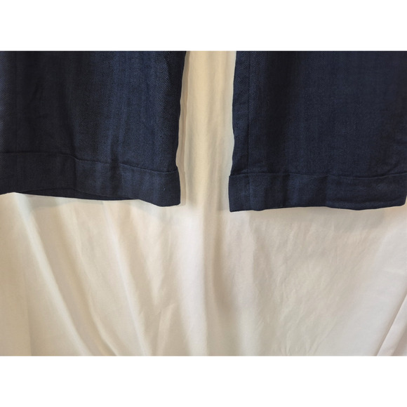 Anthropologie Taikonhu Womens Navy Herringbone Wide Leg Pants US 14 - Picture 2 of 6